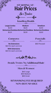 Braids- **SEE FLYER*** PRICES vary