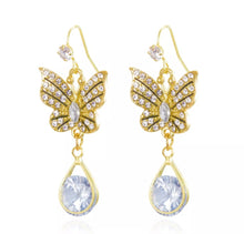 Load image into Gallery viewer, Butterfly Rhinestone Drop Earrings
