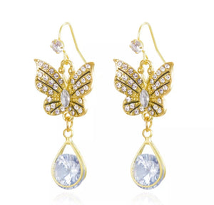 Butterfly Rhinestone Drop Earrings