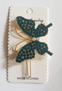 Butterfly bling hair clips