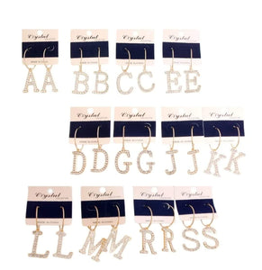 Letter Bling Hoops- Gold