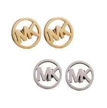 Load image into Gallery viewer, MK Steel Stud Earrings- silver or gold
