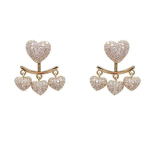 Rhinestones Heart Jacket Earrings