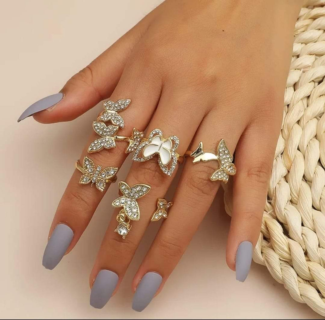 5pc Butterfly knuckle rings