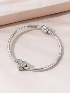 Rhinestone Heart Decor Bangle