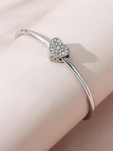 Rhinestone Heart Decor Bangle