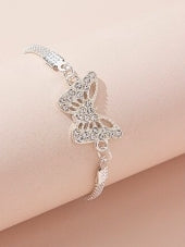 Rhinestone Butterfly Decor Bracelet