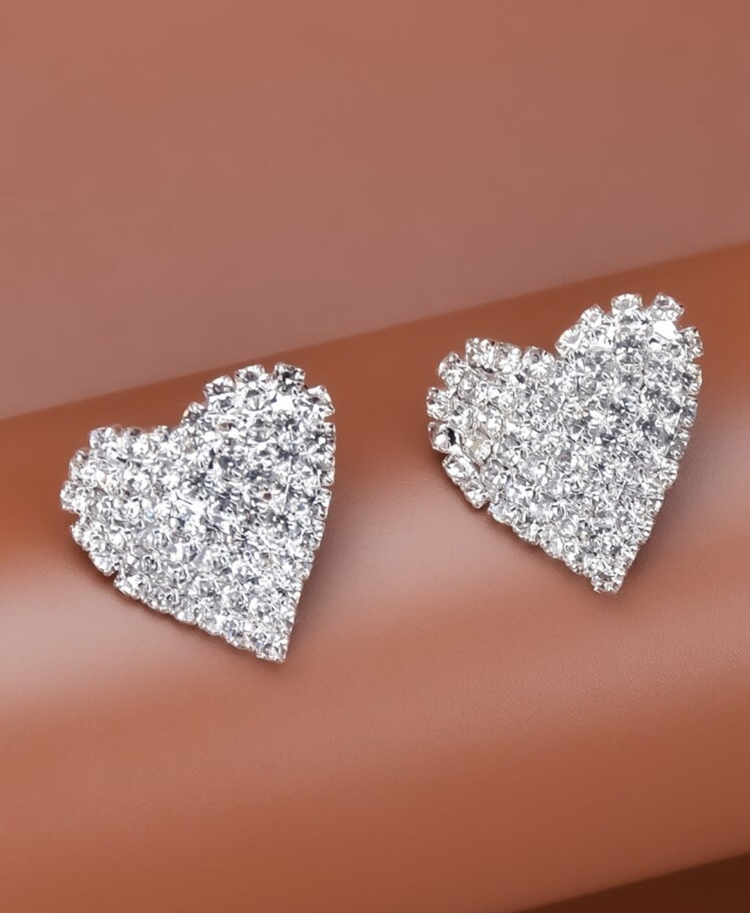 Rhinestone Heart Design Stud Earrings