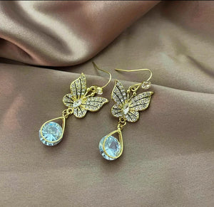 Butterfly Rhinestone Drop Earrings