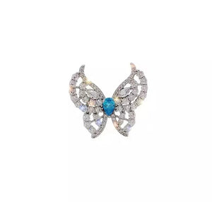 Rhinestones Blue stone Butterfly Ring