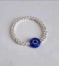 Load image into Gallery viewer, Evil Eye Ring- Silver
